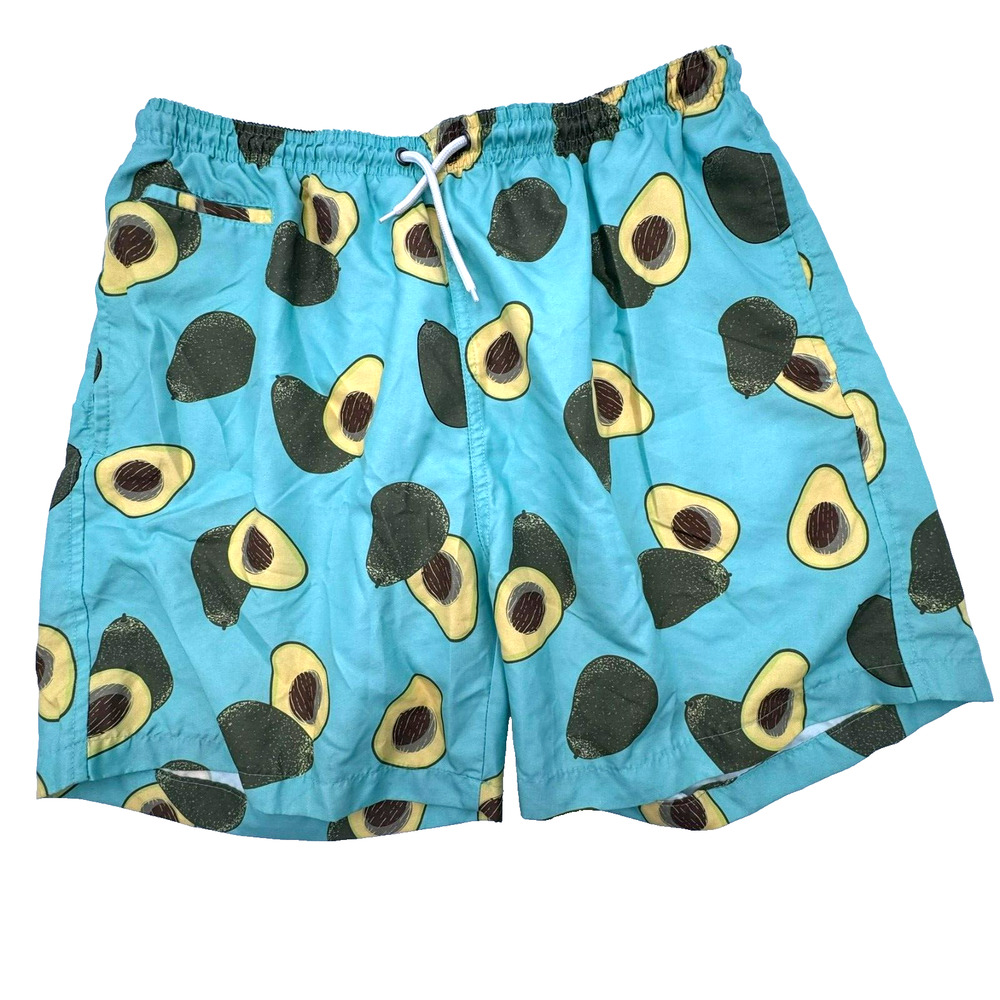 TRUNKS SURF & SWIM Men's XL Blue Green Avocado Print Swim Board Surf Shorts